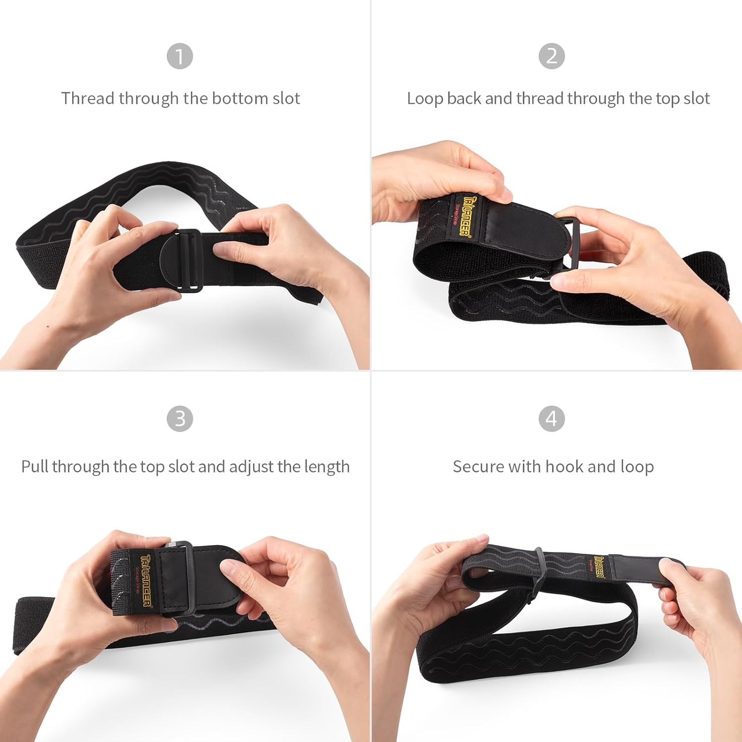 Trilancer Elastic Cinch Straps with Anti-Slip Strips, 24"(4 pcs), Black 