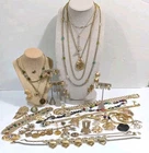 ALL SIGNED Gold Toned Vintage Mixed Jewelry Lot - Trifari Swarovski Avon Monet