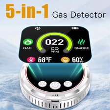 Portable 5-in-1 CO Detector with Smoke Natural Gas, Plug-in Safety Alarm