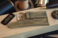 26 mm Cinturino artigianale Pam Crazy Horse Kaki Vintage Leather Handmade Strap