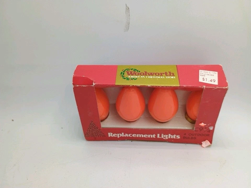 Christmas Replacement Lights Size C9 Orange 4 Replacement Lights From Woolworth - Image 2 of 4