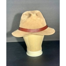 Eddie Bauer Expedition Outfitters Suede Hat Tan Leather Band Medium USA Made