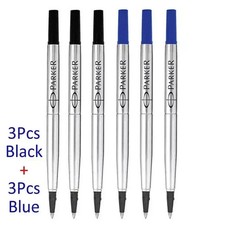 6Pcs Parker Rollerball Ink Refill 3Blue+3Blac...