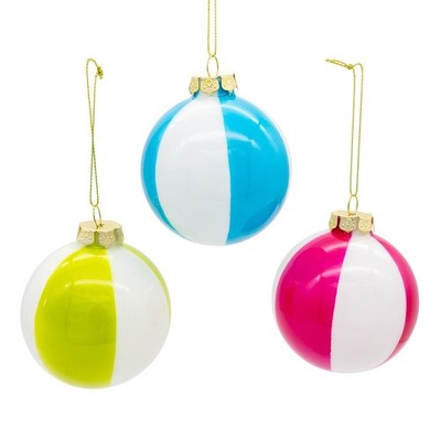 Kurt Adler 80MM Glass Beach Ball Ornaments 3-Piece Set
