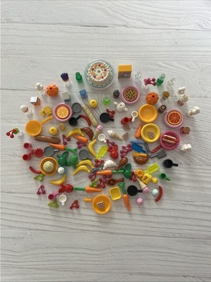 LEGO LOT 125 PCS (E) MINI-FIGURE FOOD DISHES UTENSIL PLATE FRUIT BREAD VARIETY