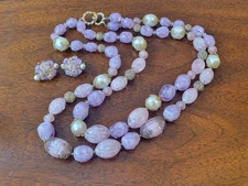 VNTG Alice Caviness Stunning Double Strand Beaded Necklace & Earrings 1950s 