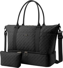 Travel Duffel Bag for Women, Weekender Overnight Bag with Shoe Compartment
