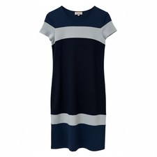Hobbs Women's Blue Colourblock Striped Short Sleeves Dress ~ UK 6 US 2 Free P+P