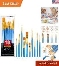 Acrylic Paint Brush Set, 1 Packs / 10 pcs Watercolor Brushes Painting Brush N...