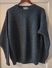Woolrich Men's Large 100 Wool Blue Speckled Handframed Knit Sweater