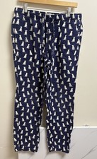 J.Crew Men s Lounge Pants Medium 32-34 Navy White Dog Print Cotton