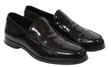 Prada Loafers UK 10.5 US 11.5Burgundy Leather Slip On Moccasin Rubber Sole