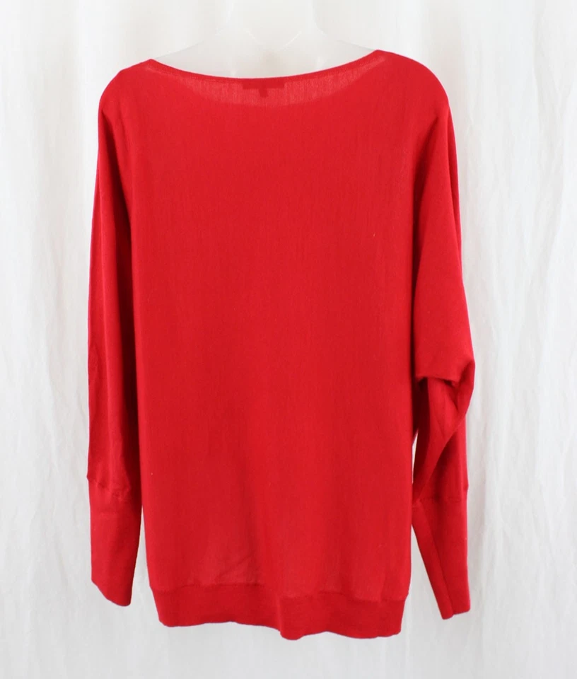Suéter Lafayette 148 New York Para Mujer Rojo Lana Mezcla Seda Manga Larga Talla XXL Foto 2 de 4