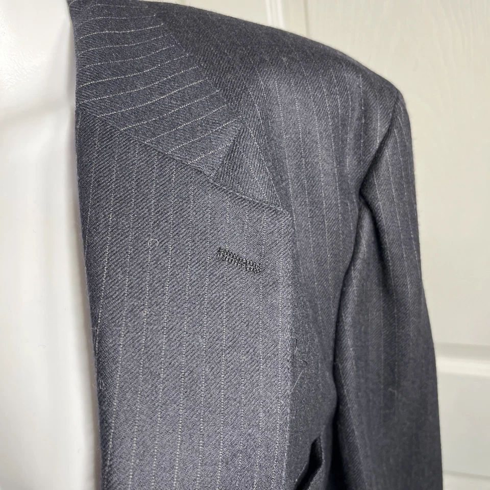 VTG 1980s Lord and Taylor Suit Mens 42R Blue Pinstripe 2 Button Wool 34x30 - Image 4 of 4