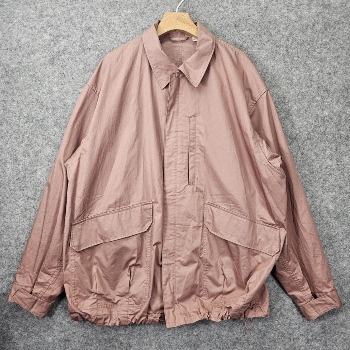 Uniqlo Men’s L Regular Brown Full Zip Collared Short Jacket Solid Casual