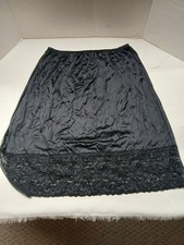Vintage Vanity Fair Half Slip 11752 Lace Trim w/Slit Black 22" LARGE L 11-752