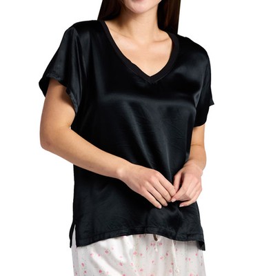 PJ Harlow Giana Gianna Satin V-Neck Tee