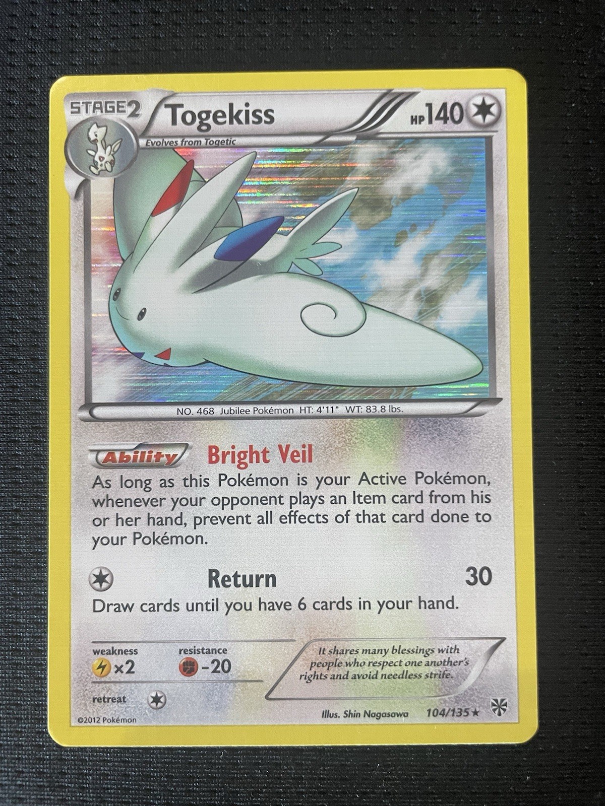 Togekiss 104/135 Plasma Storm Holo NM Condition