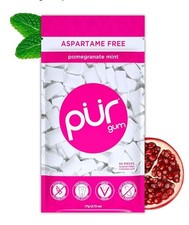 PUR Xylitol Chewing Gum POMEGRANATE MINT 55 Pieces, 1 Pack  Sugarless Vegan