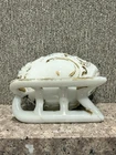 Chicken on Sleigh Vintage midcentury Westmoreland Trinket Box opaque milk glass