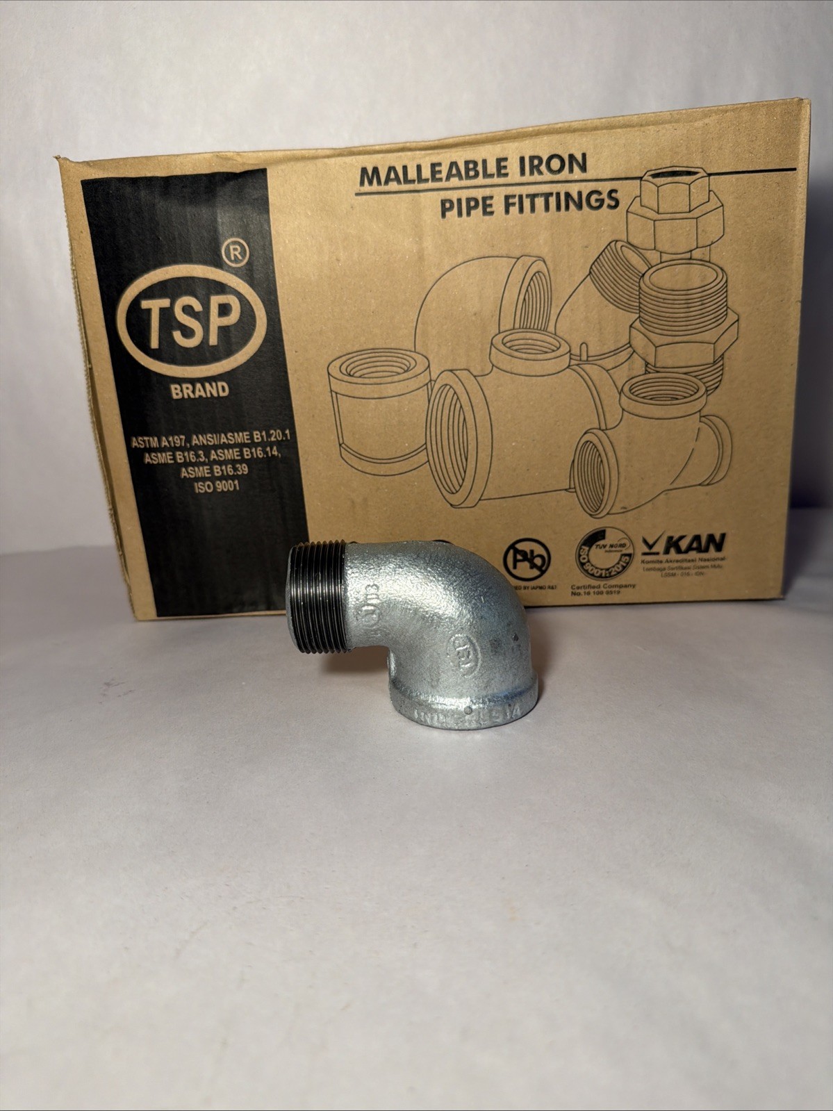 Lot of 20 Ward 1-1/4" Galvanized Malleable Iron 90 Degree Street Elbow Fitting