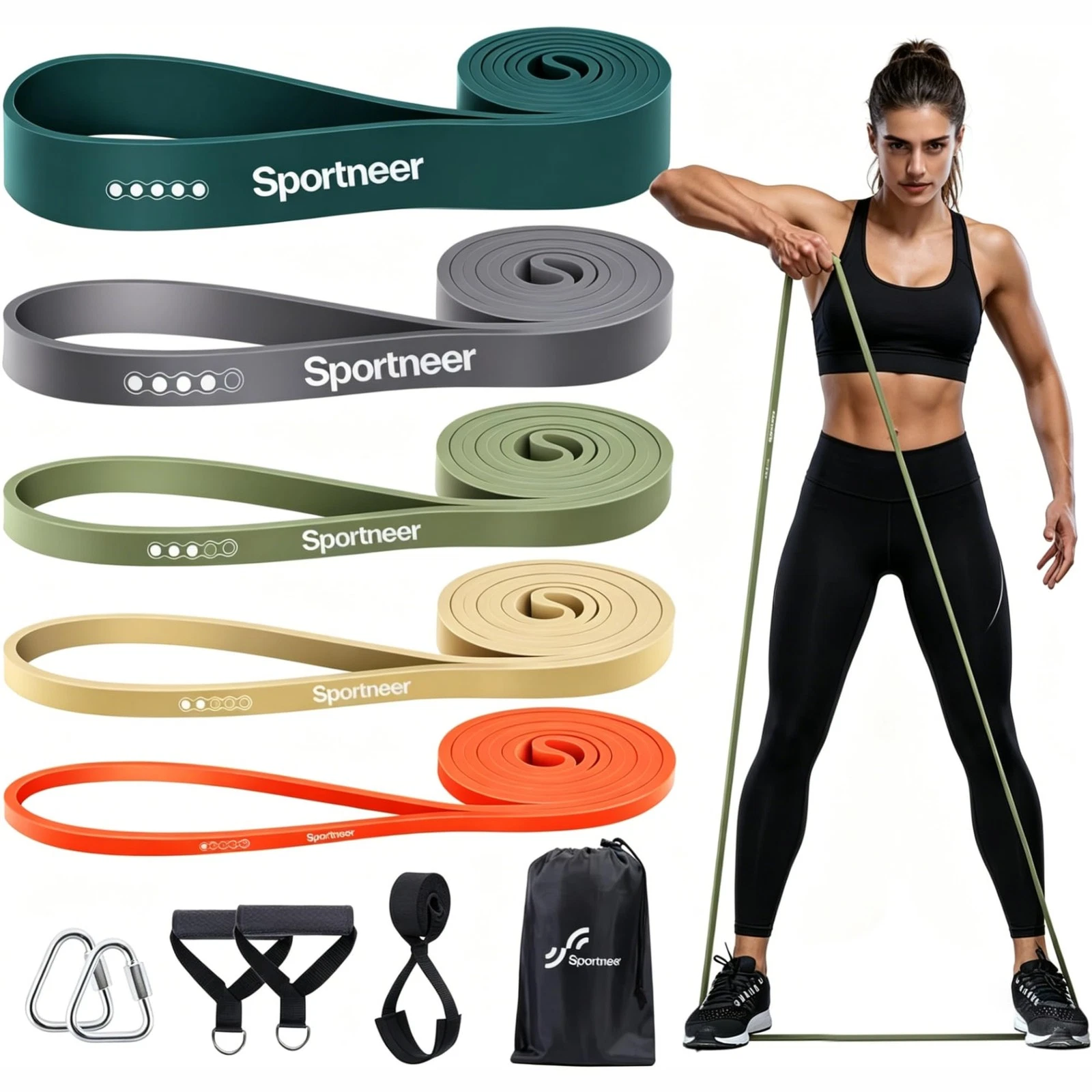5-130lb Exercise Bands - 5 Levels Pull Up Bands for Working Out, Physical The...