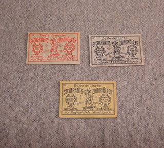 3 alte deutsche Zündholzetiketten Ritter Visselhövede