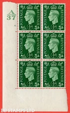 SG. 462. Q1. ½d Green. A superb UNMOUNTED MINT " Control A37 cylinder 6  B33089