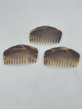 3 Vtg Modele Depose Hair Side Combs Scalloped Faux Tortoise Shell Made In France