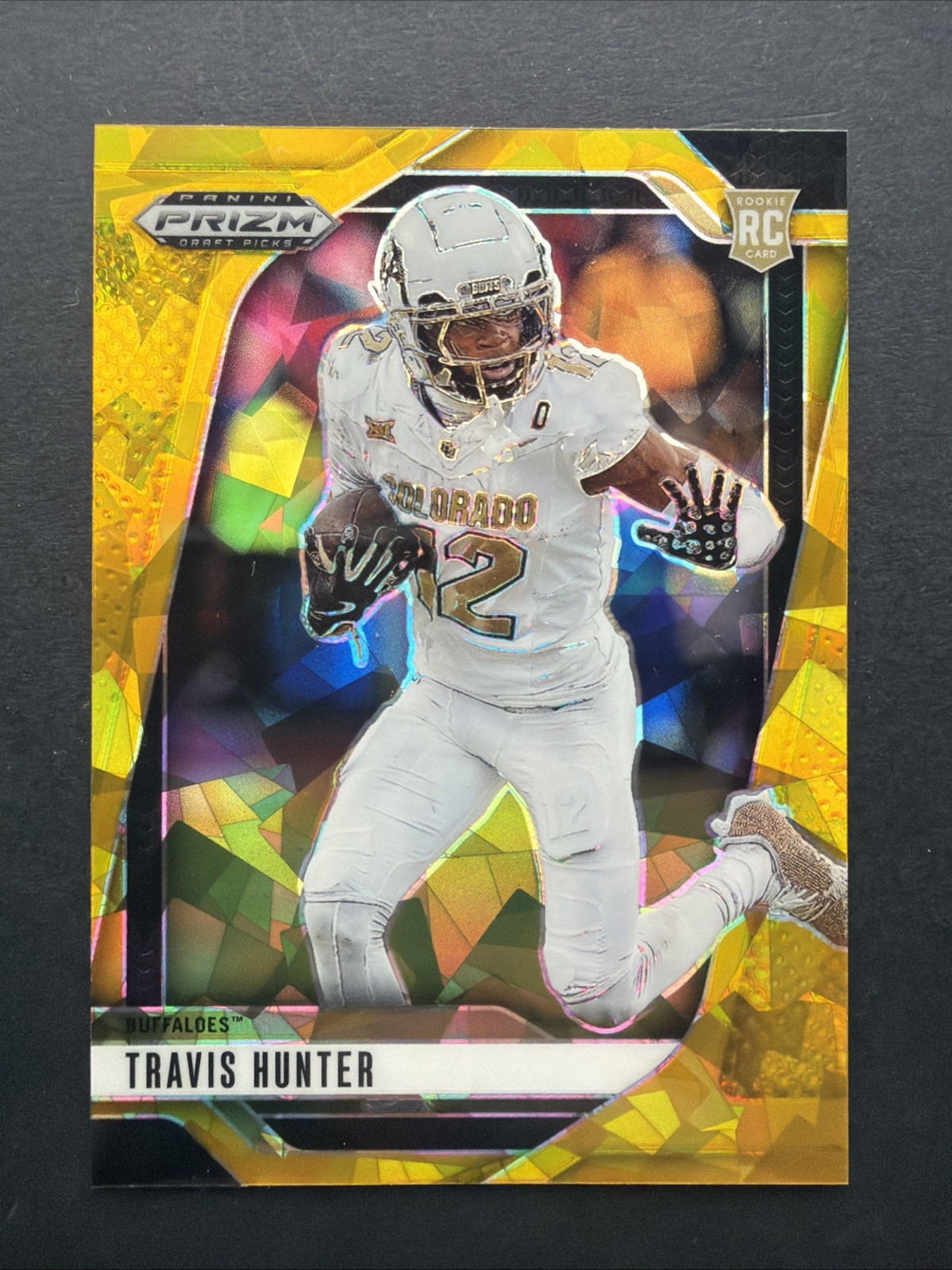 2025 Prizm Draft Picks #21 Travis Hunter Rookie Gold Cracked Ice Prizm Colorado