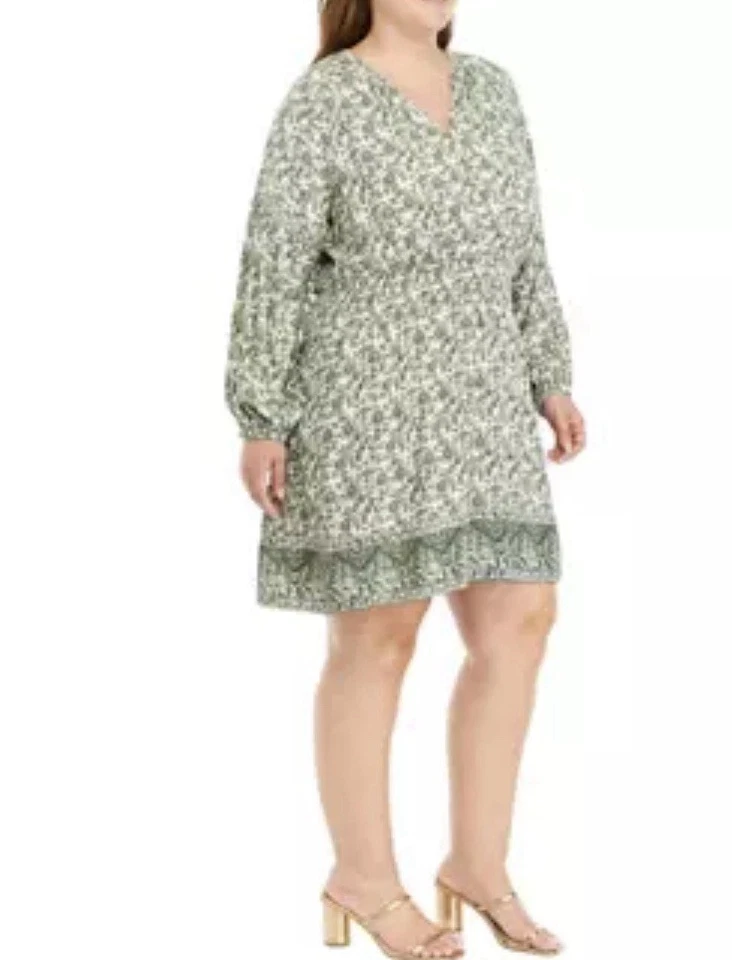 ЧУДО женщин со сборками талии цветочный напечатано мини-платье 2 X богемное женское VNeck - Изображение 4 из 4