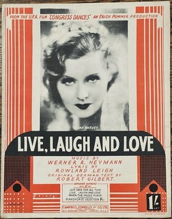 UK ed. 1931 film CONGRESS DANCES sheet music LILLIAN HARVEY Live Laugh and Love