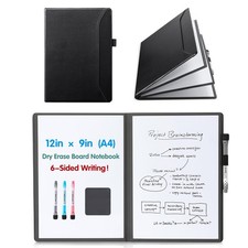 6 Sides Portable White Board 12x9 inch A4 - Notebook Design Dry Erase Small...