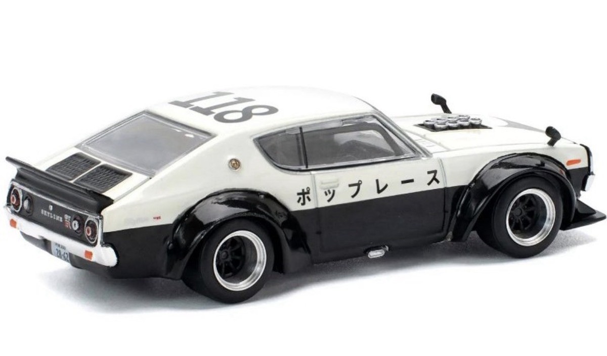 Poprace 1/64 GTR KPGC110 ケンメリミニカー Pop Race SKYLINE KPGC110 (KENMERI) PR64-252 White & Black | eBay
