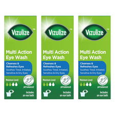 Vizulize Multi Action Eye Wash Cleanses and Refreshes Eyes 300ml - Pack of 3