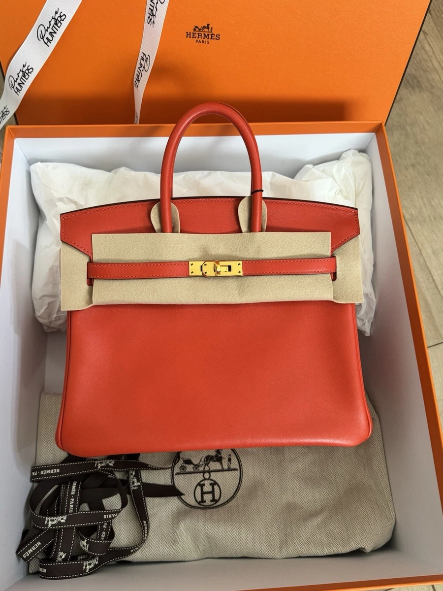 100% Authentic Hermès Birkin 25 Red Rouge Tomato Swift Leather