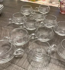 Set Of 12 Vintage Moderno Riekes Crisa Hand Blown Fused Handle Punch Glasses