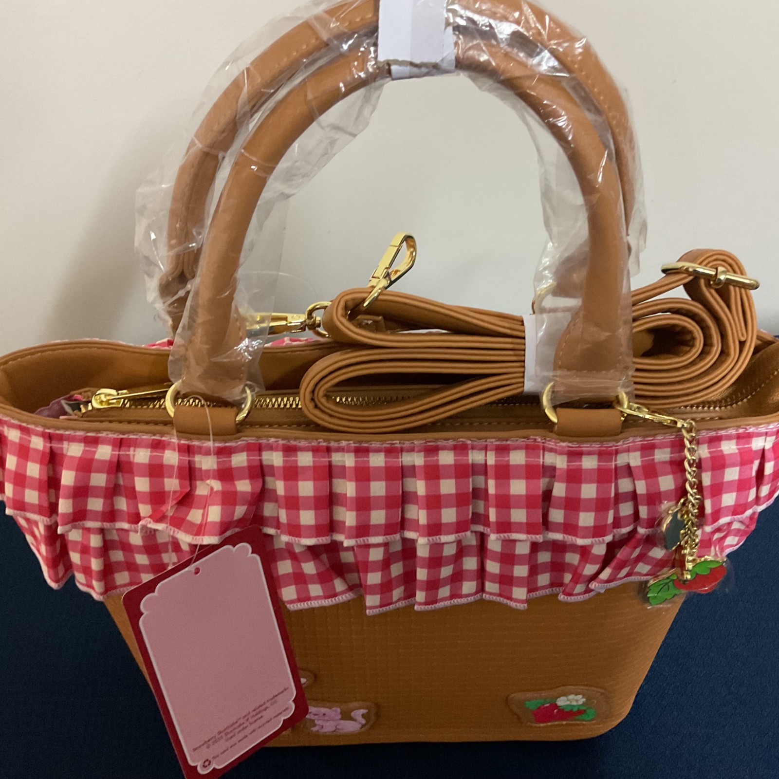STRAWBERRY SHORTCAKE GINGHAM BASKET CROSSBODY BAG NWT!!! 🧺