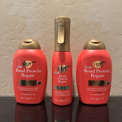 OGX Bond Protein Repair Bundle - ShampooConditioner & 450 Degree Heat Spray
