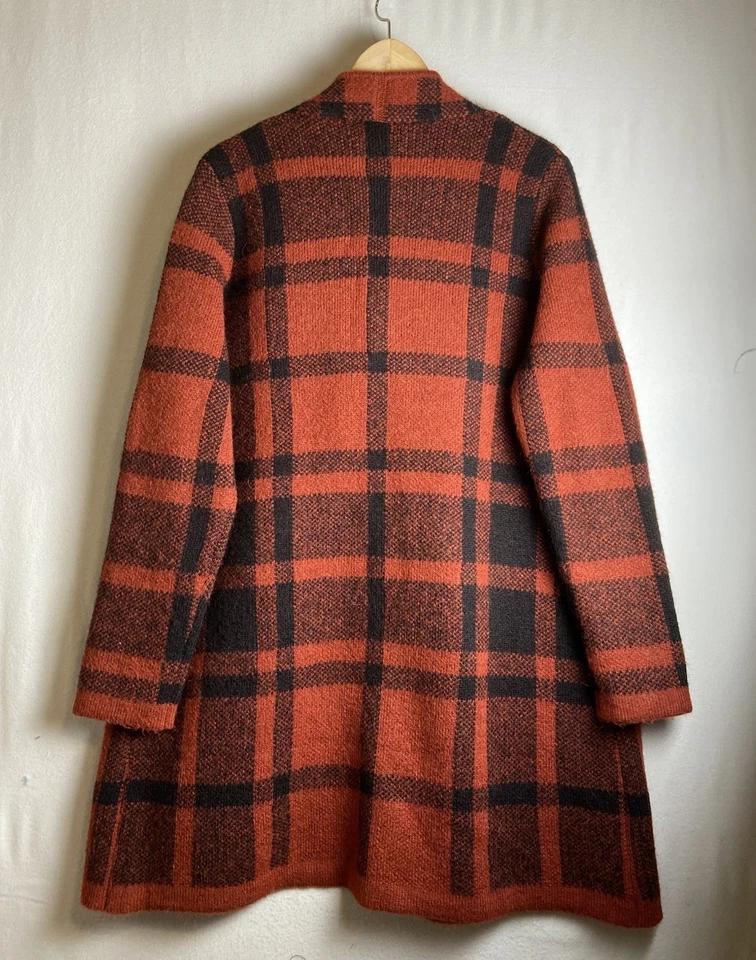 Suéter Cárdigan SOFT AROUND Rojo Negro Búfalo Cuadros Lana/Alpaca Talla L Foto 3 de 4