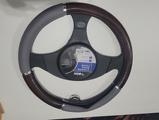 BDK Dark Wood Grain Gray Car Steering Wheel Cover Standard 15 Inch NEW SW-238-FR