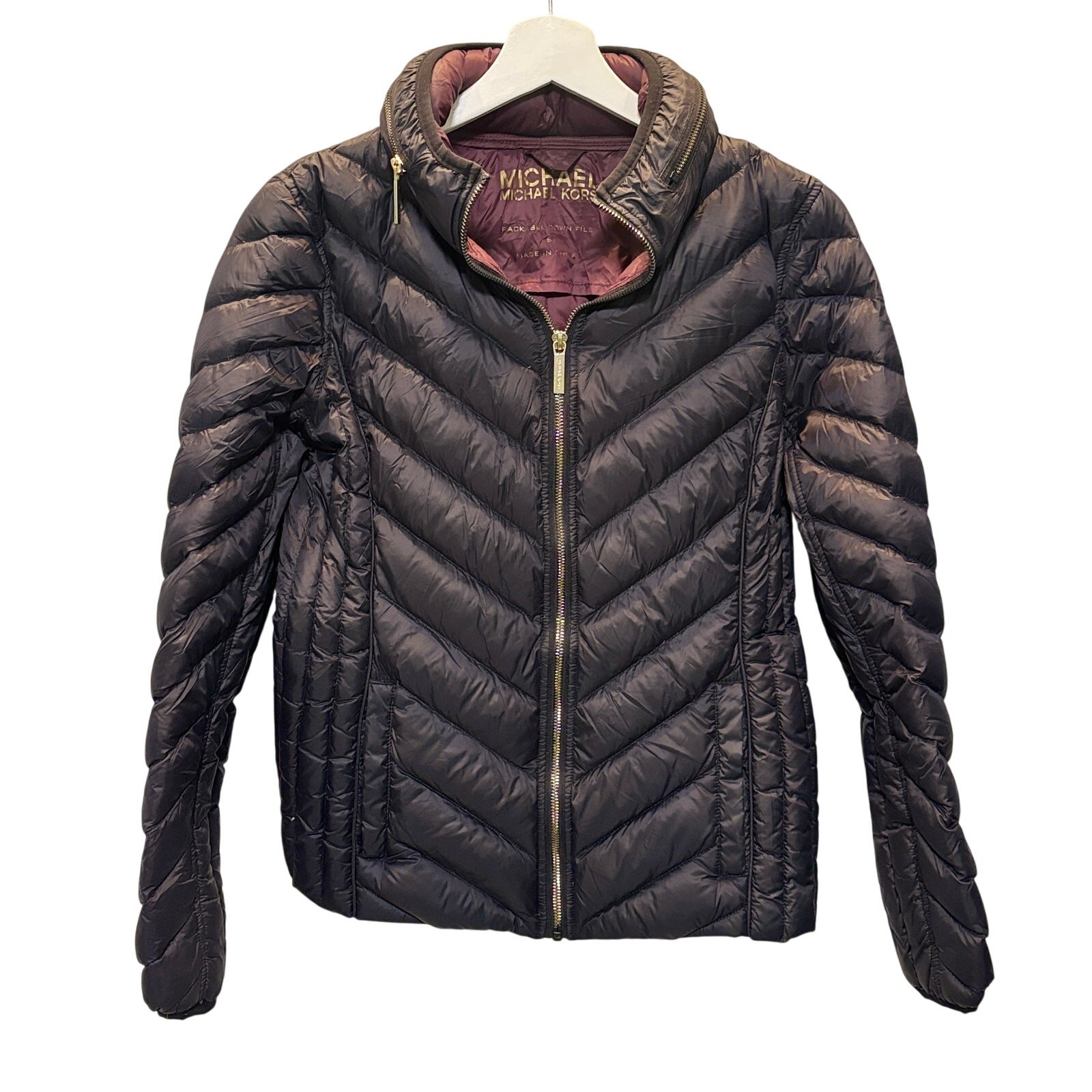 Michael Kors Jacket Womens Small Black Packable Down Fill Puffer Full Zip