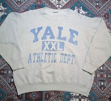 Vintage 90s Yale Athletic Dept Crewneck Sweatshirt Women's Size Large Faded Gray