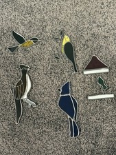 VTG Stained Glass Birds Window SunCatchers Lot Of 5