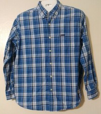 Chaps Mens Easy Care Dress Shirt Size LARGE Blue Plaid Long Sleeve( A2)
