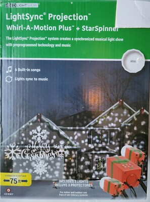 #ad Christmas Lightshow Projection LightSync w Sound Star Spinner Whirl a Motion $89.99