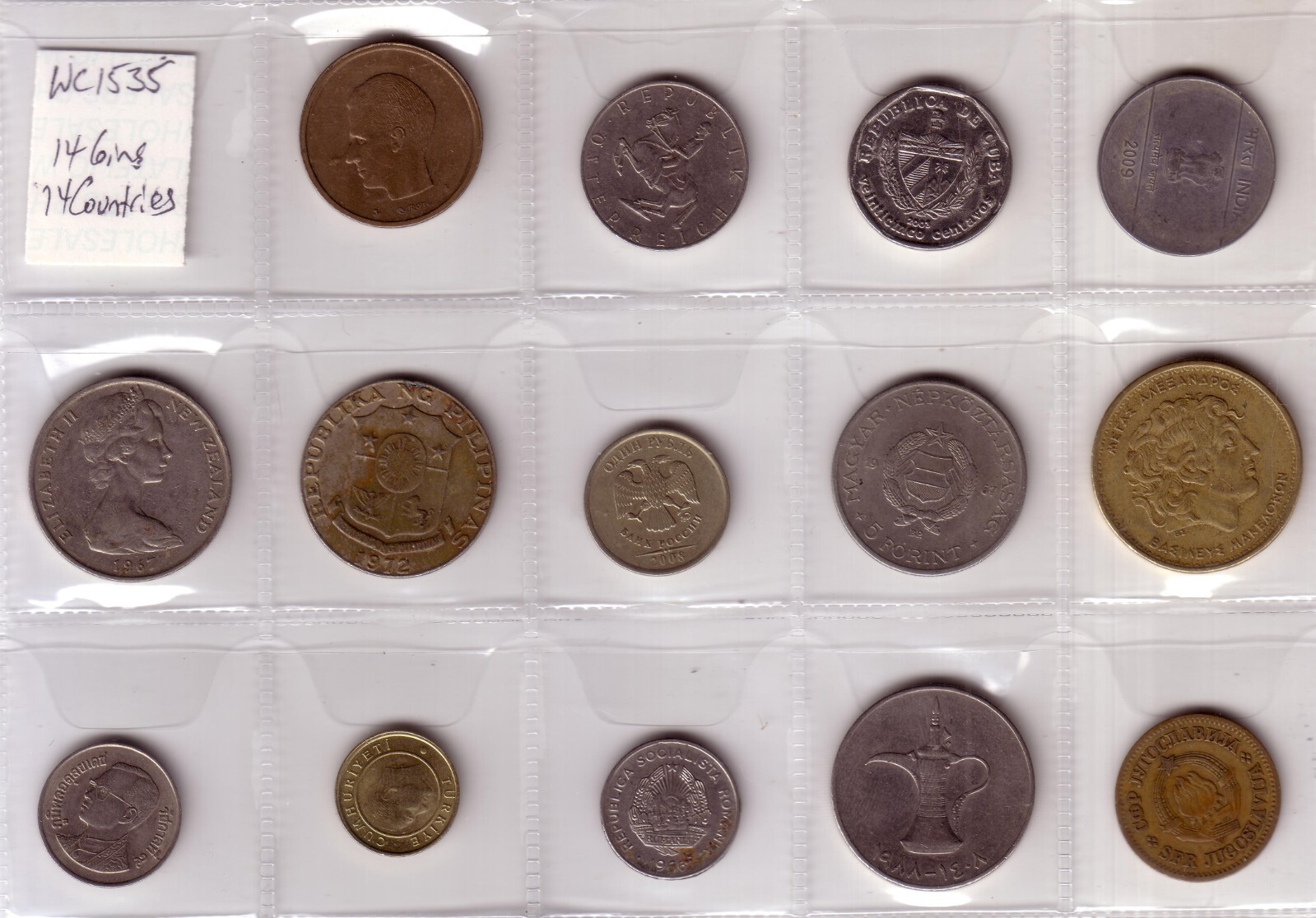 Mixed regions world coin collection - 14 different countries