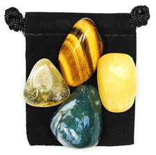 DEPRESSION RELIEF Tumbled Crystal Healing Set = 4 Stones + Pouch + Description