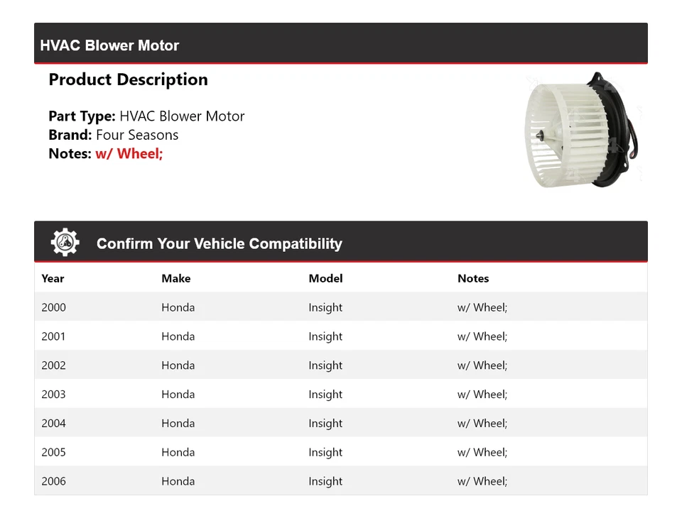 Motor soplador de climatización para Honda Insight 2000-2006 4 estaciones 2001 2002 2003 2004 2005 Foto 2 de 4