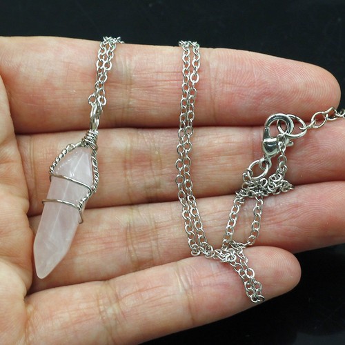 Collar de cadena de piedras preciosas curativas con punto colgante hexagonal chakras - Imagen 39 de 40